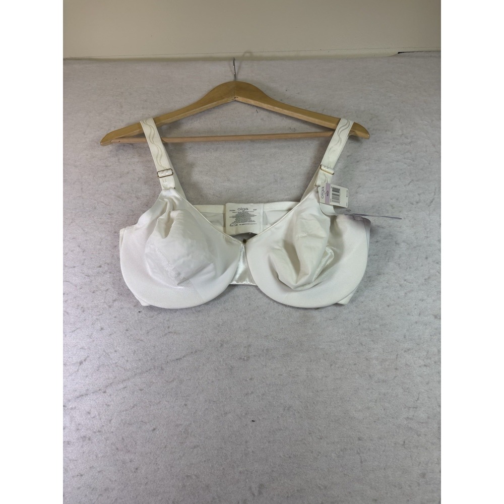 Olga Bra 40D  Luxury Lift Satin Underwire 35064 White NEW NWT